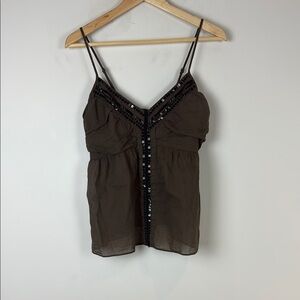 Theory Brown Sleeveless Camisole Bustier Top Size Large